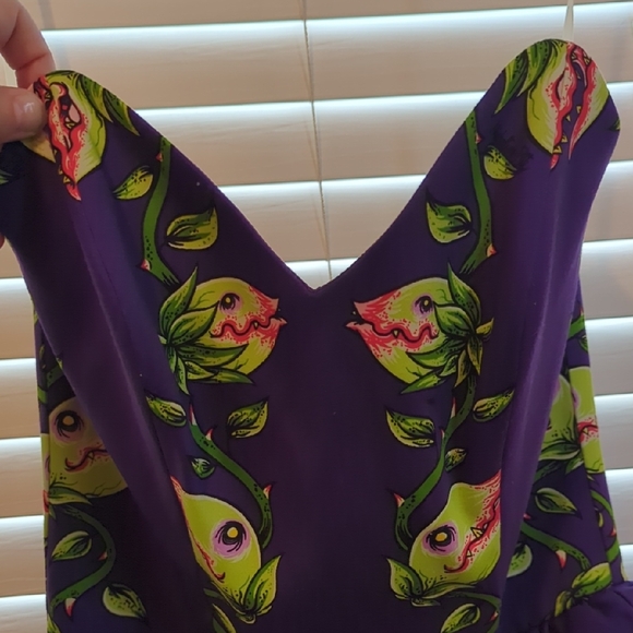 Strapless Purple Floral Peplum Midi Dress - Picture 2 of 6